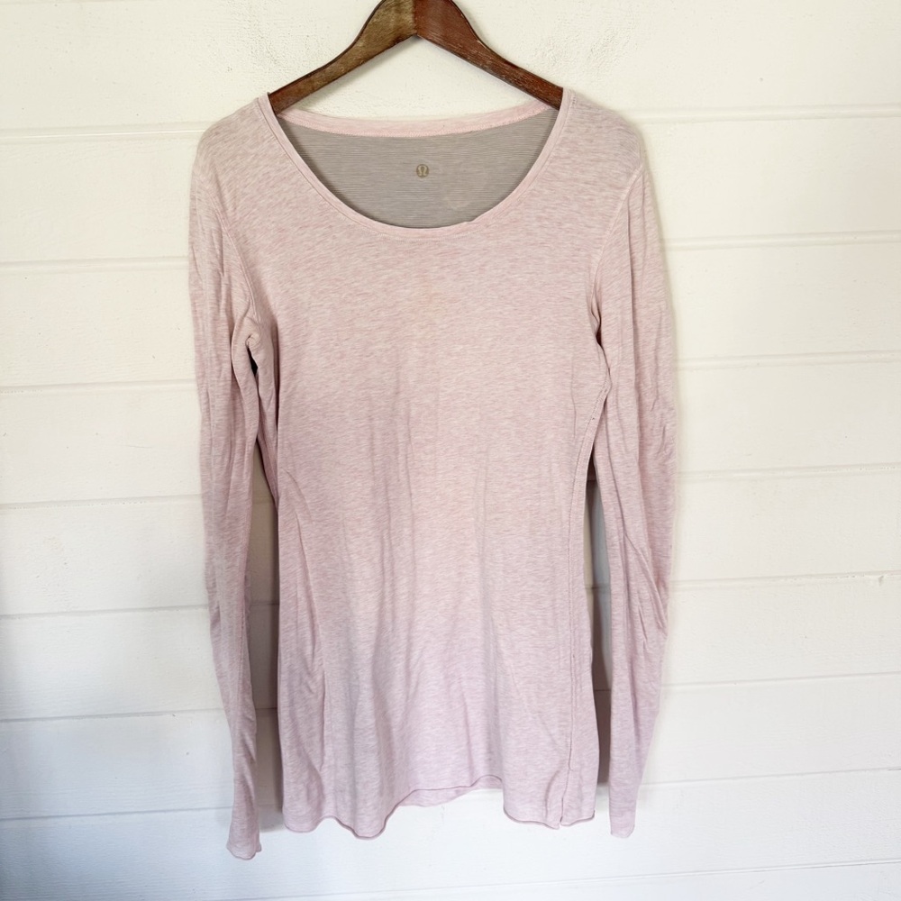 Lululemon Every Yogi Reversible Pink Gray Scoop Neck Long Sleeve Top Size M